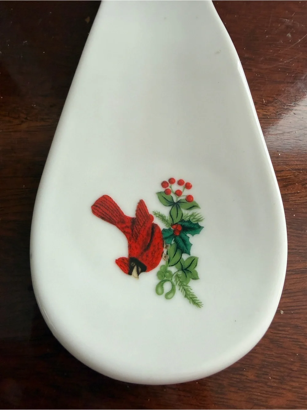 Royal Norfolk Ceramic Christmas holiday cardinal spoon rest